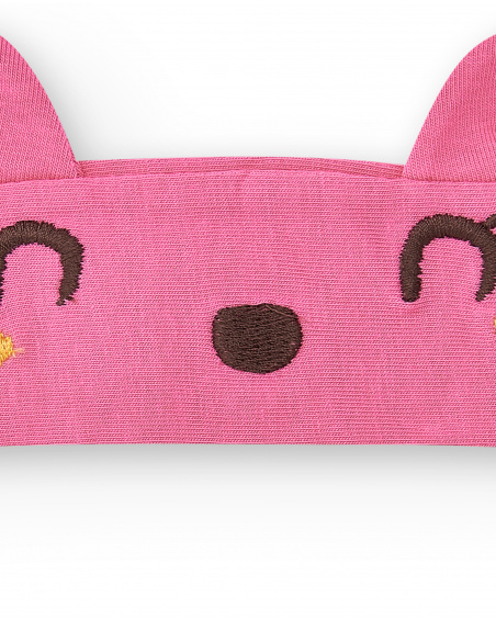 Pink knit headband for girl Animal Life collection