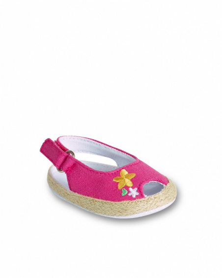 Pink twill sandals for girl Animal Life collection