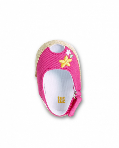 Pink twill sandals for girl Animal Life collection