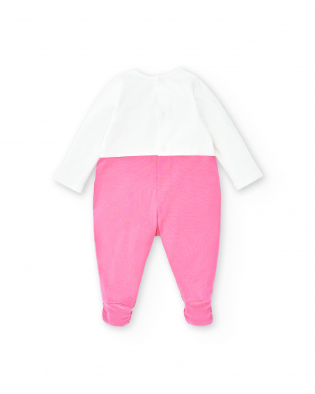 Pink white knitted romper for girl Animal Life collection