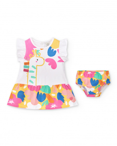 Pink white knit set for girl Animal Life collection