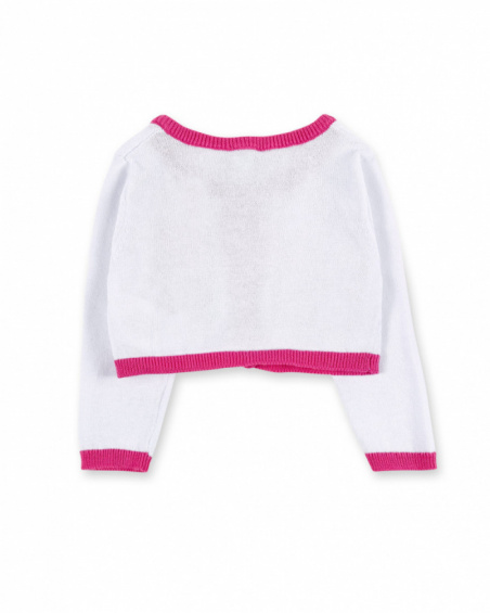 White tricot jacket for girl Animal Life collection