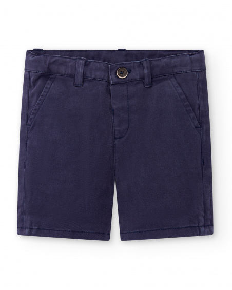 Navy twill Bermuda shorts for boy Paradiso collection