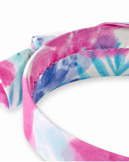 Rigid fuchsia blue bow headband for girl Paradiso collection