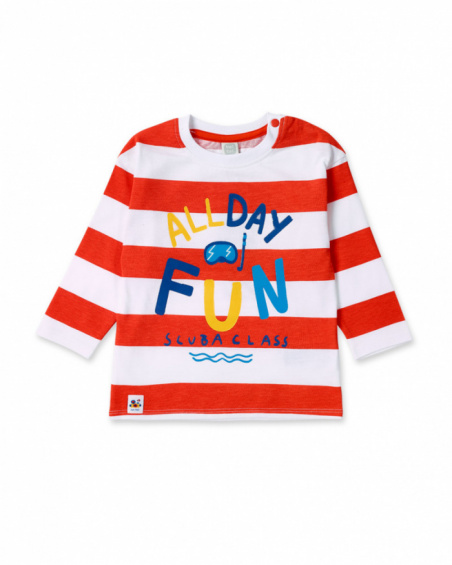 White red striped knitted t-shirt for boy Salty Air collection