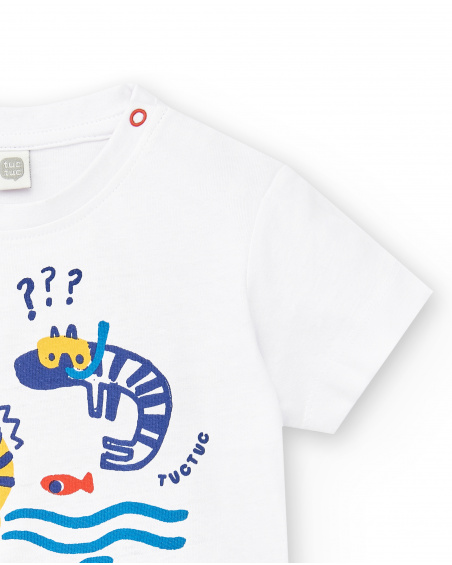 White knit t-shirt for boy Salty Air collection