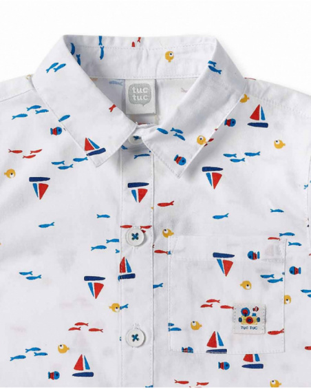 White poplin shirt for boy Salty Air collection