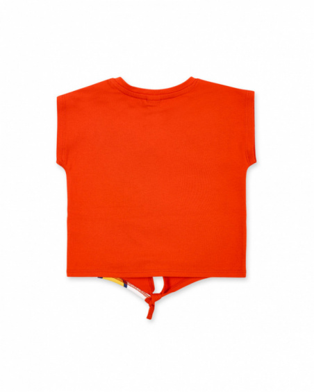 Knotted red knit t-shirt for girl Salty Air collection