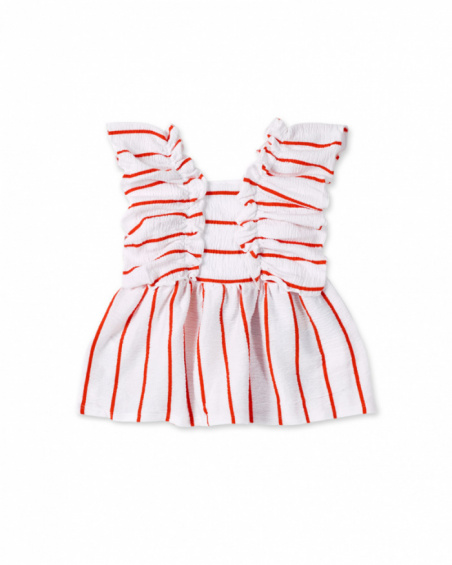 White striped knit dress for girl Salty Air collection
