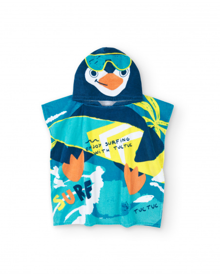 Blue poncho towel for boy Laguna Beach collection