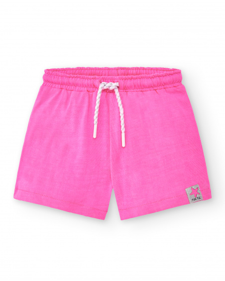 Fuchsia knit shorts for girl Laguna Beach collection