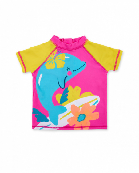 Fuchsia swim t-shirt for girl Laguna Beach collection
