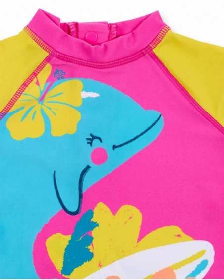 Fuchsia swim t-shirt for girl Laguna Beach collection