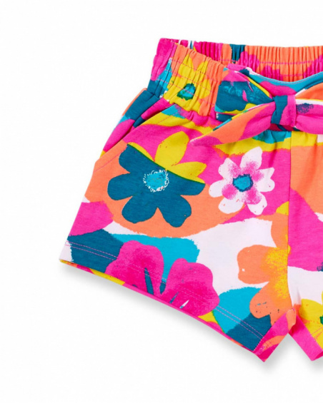 Printed fuchsia knit shorts for girl Laguna Beach collection
