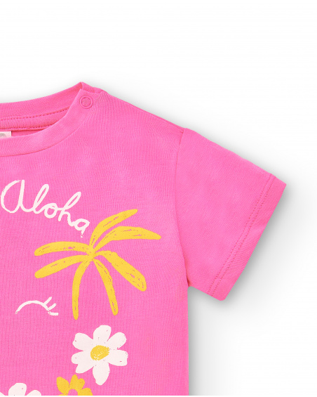 Fuchsia knitted t-shirt for girl Laguna Beach collection