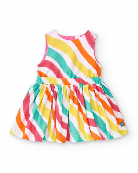 Striped white poplin dress for girl Laguna Beach collection