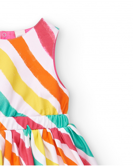 Striped white poplin dress for girl Laguna Beach collection