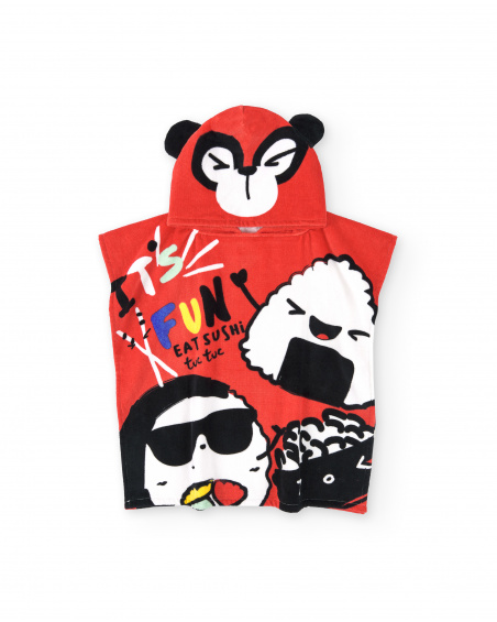 Toalla Poncho rojo niño Hey Sushi