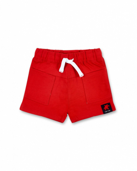 Red knit Bermuda shorts for boy Hey Sushi collection