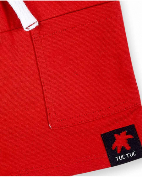 Red knit Bermuda shorts for boy Hey Sushi collection