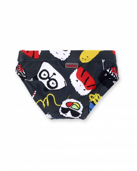 Black brief swimsuit for boy Hey Sushi collection