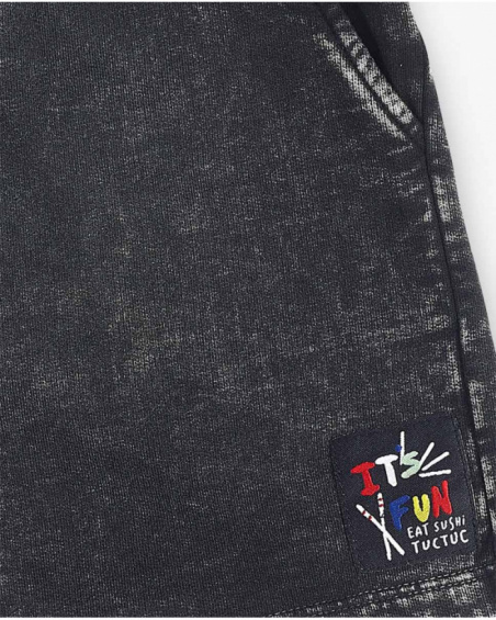 Black plush Bermuda shorts for boy Hey Sushi collection