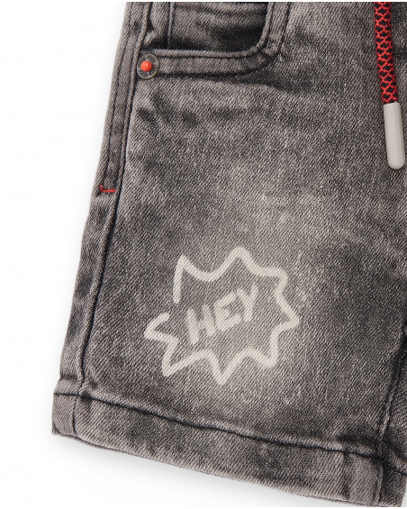 Gray denim shorts for boy Hey Sushi collection