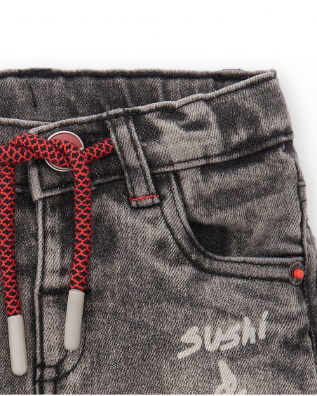 Gray denim shorts for boy Hey Sushi collection
