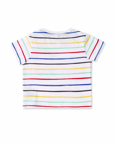 Striped white knit t-shirt for boy Hey Sushi collection