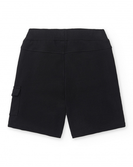 Black knit bermuda for boy Tenerife Surf collection