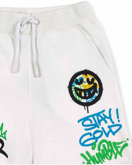 White knit bermuda shorts for boy Urban Attitude collection