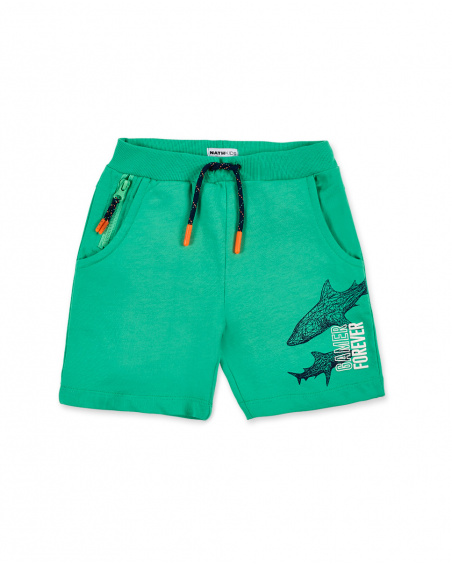 Green knit shorts for boy Game Mode collection
