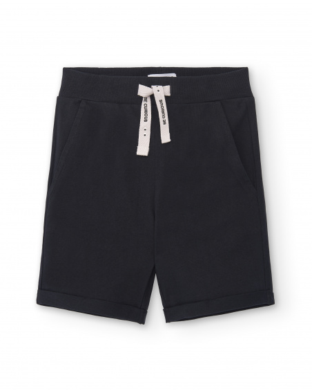 Black knit bermuda for boy Basics Boy collection