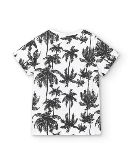 Palm trees white knit t-shirt for boy for boy Tenerife Surf
