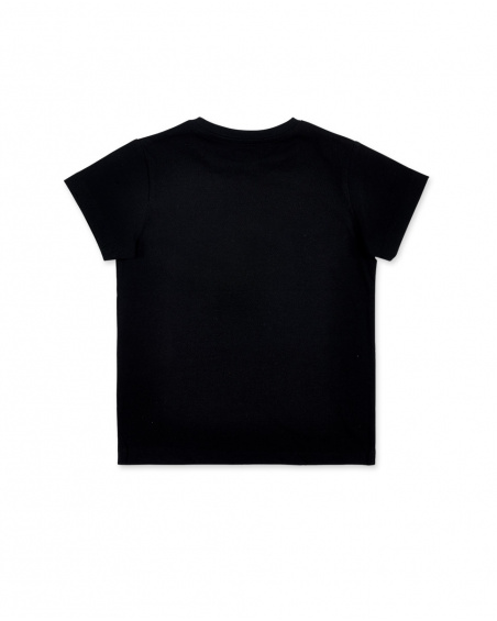 Black knit t-shirt with image for boy for boy Tenerife Surf