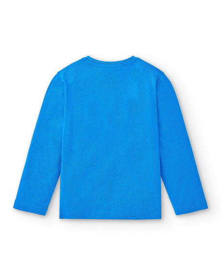Long blue knitted t-shirt for boy Tenerife Surf collection