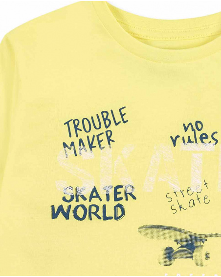 Long yellow knit t-shirt for boy Skating World collection
