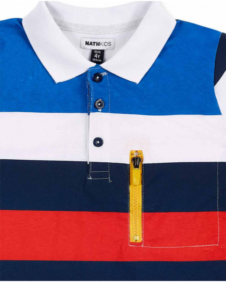White knit polo for boy Kayak Club collection