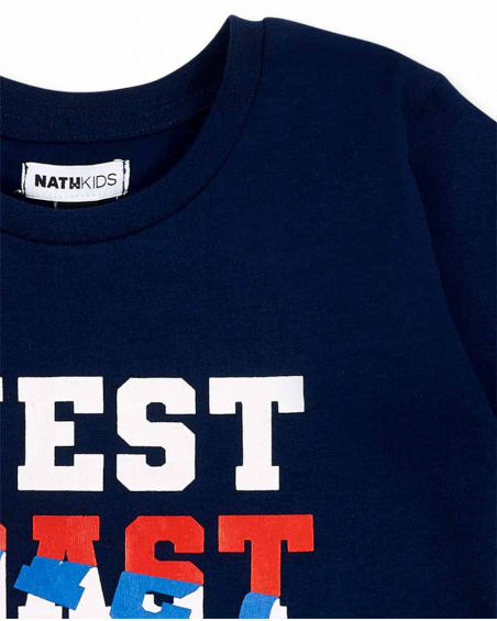 Navy knit t-shirt for boy Kayak Club collection