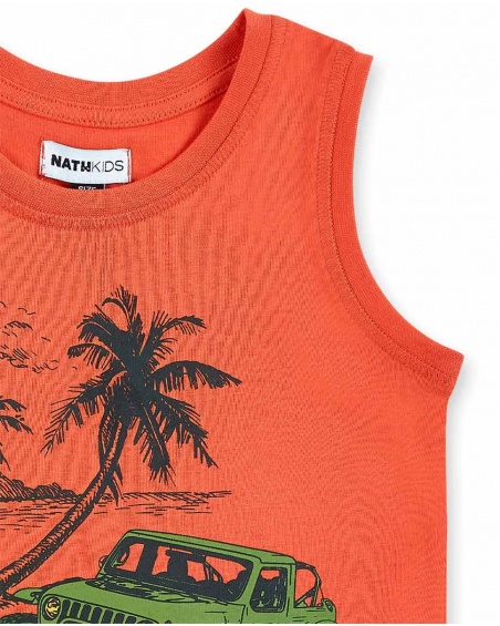 Orange knit tank top for boy My Plan To Escape collection