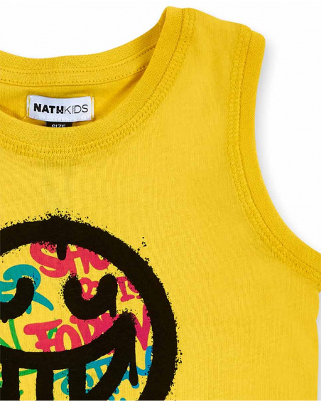 Yellow knit tank top for boy Urban Attitude collection