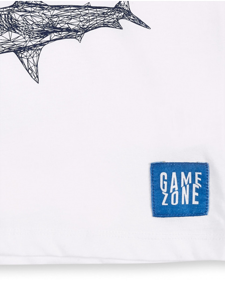 White knit t-shirt for boy Game Mode collection