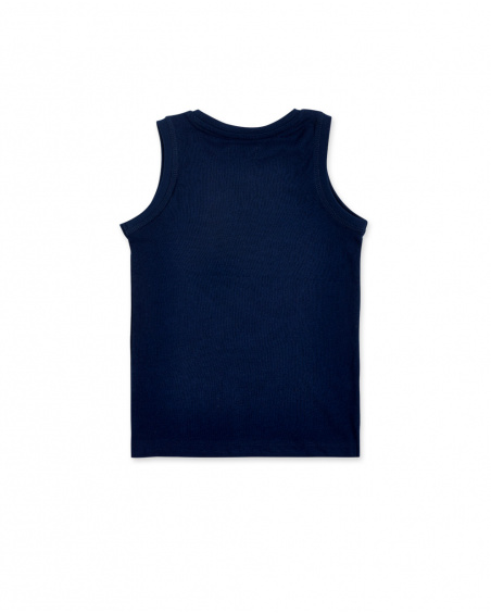 Navy knit tank top for boy Game Mode collection