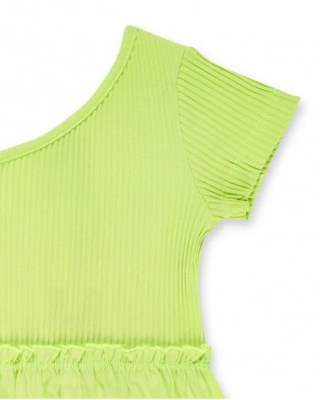 Green knit dress for girl Neon Jungle collection