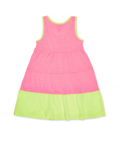 Pink green knit dress for girl Neon Jungle collection