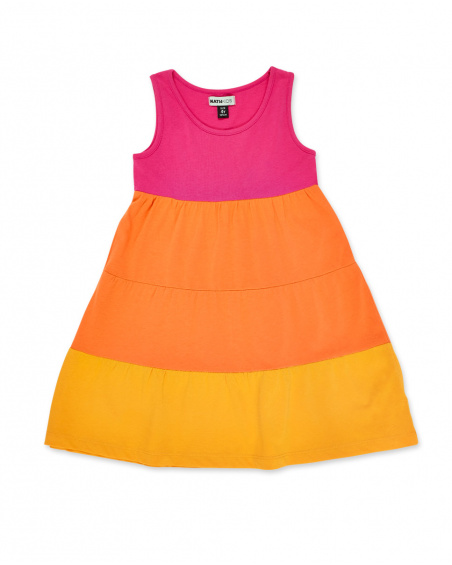 Orange fuchsia knit dress for girl Sunday Brunch collection
