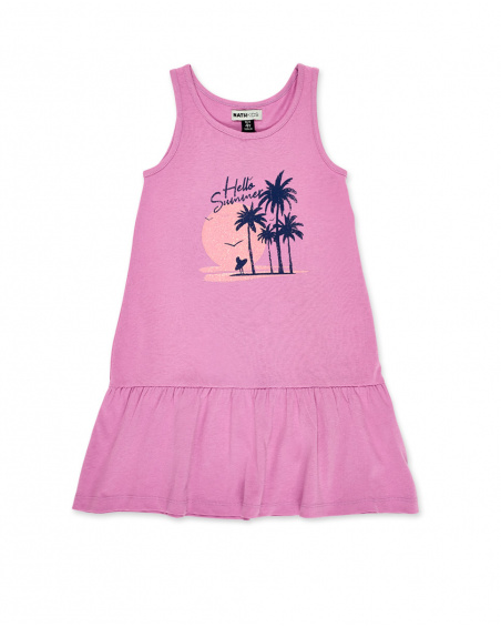 Pink knit dress for girl California Chill collection