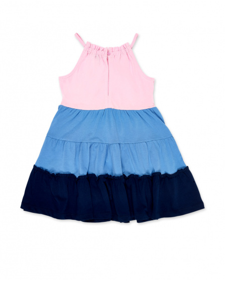 Pink blue knit dress for girl Carnet De Voyage collection