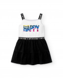 Vestido punto blanco negro niña Summer Vibes