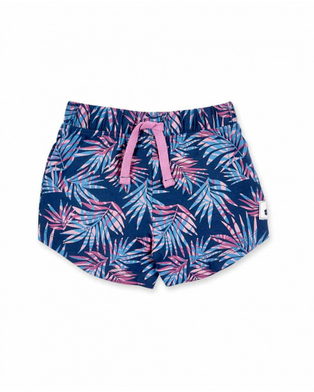 Printed navy knit shorts for girl California Chill collection